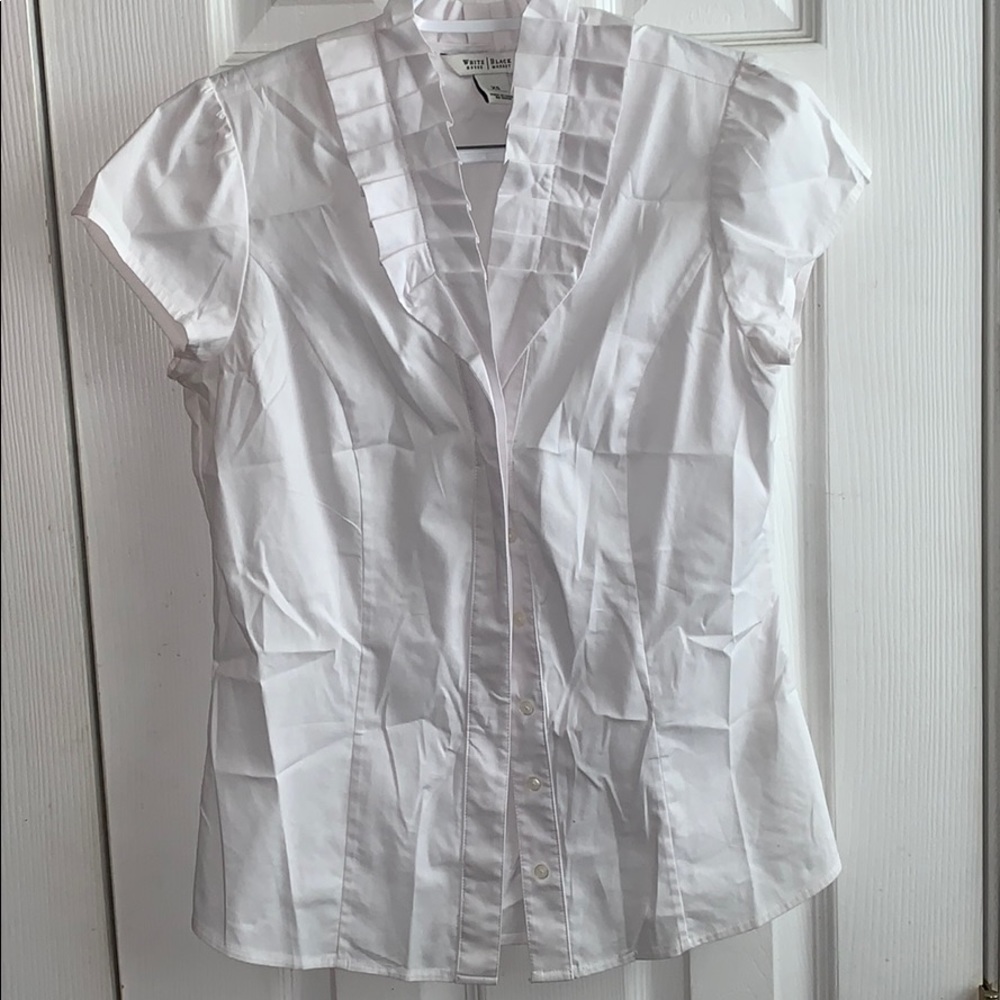 White House black Market white ruffle blouse